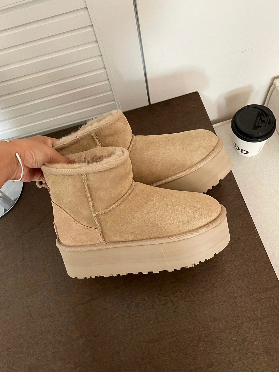 UGG Neumel Platform Chestnut Suede Ankle Boots - 55