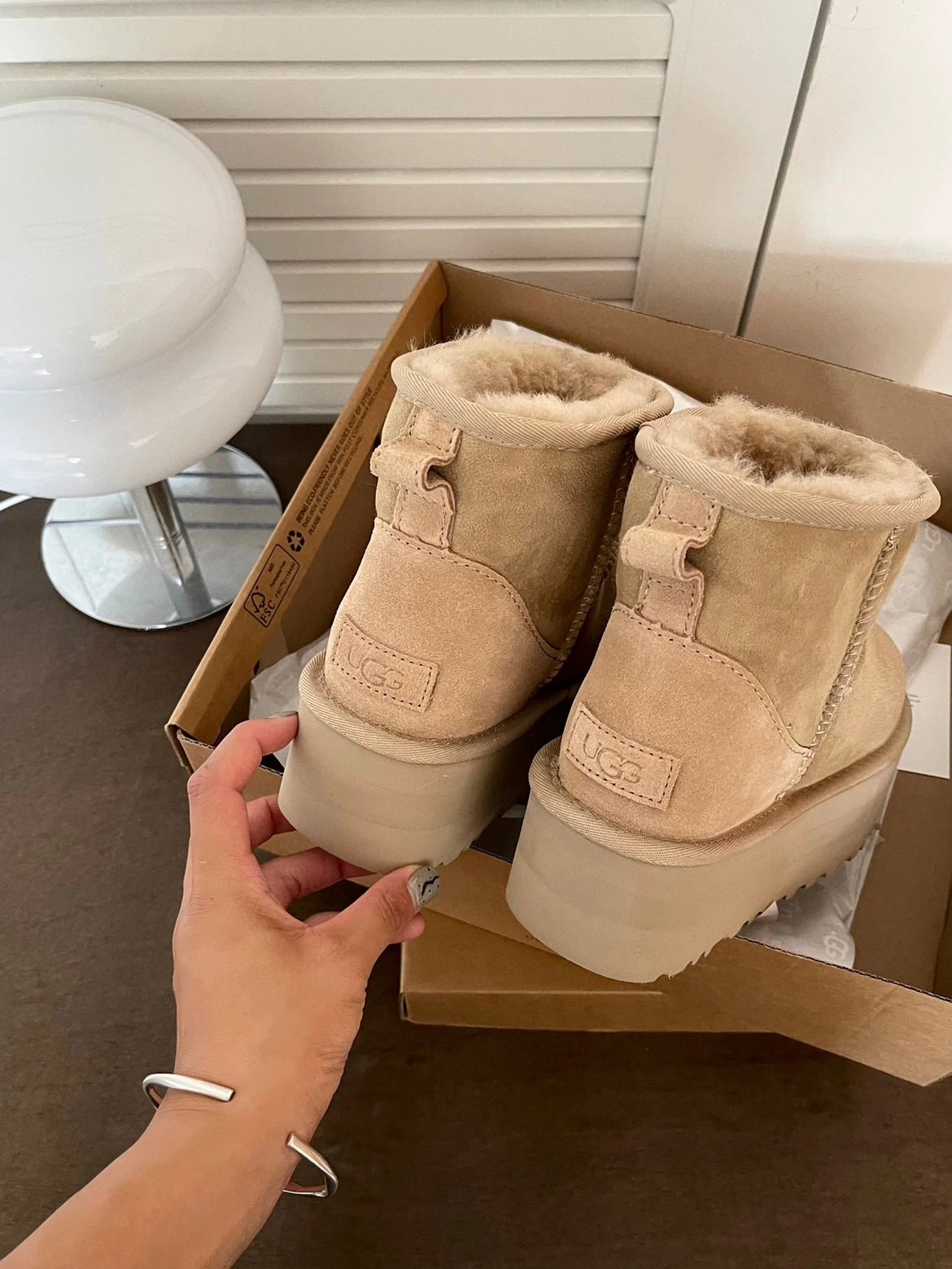 UGG Neumel Platform Chestnut Suede Ankle Boots - 57