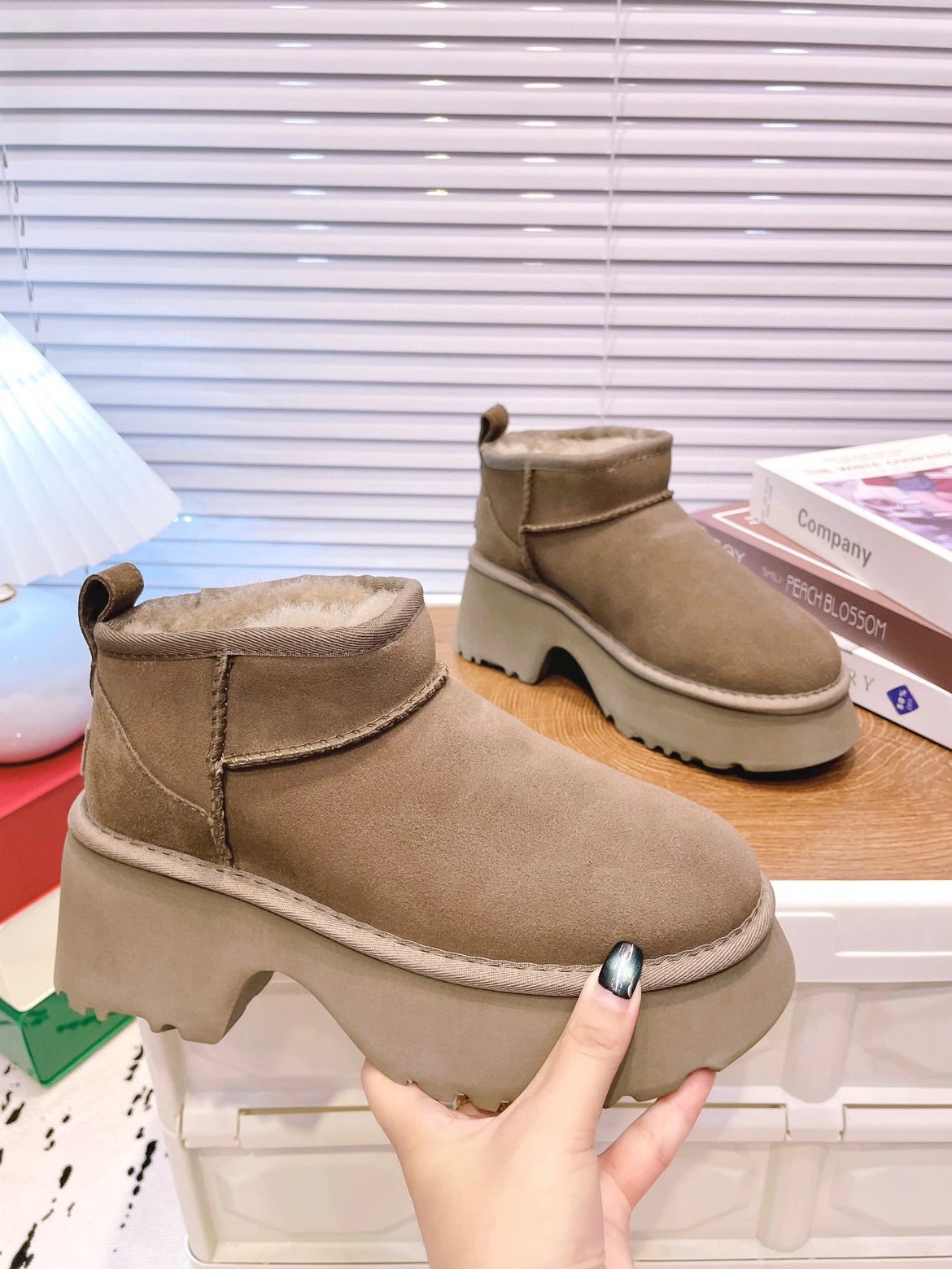 UGG Neumel Platform Chestnut Suede Ankle Boots - 73
