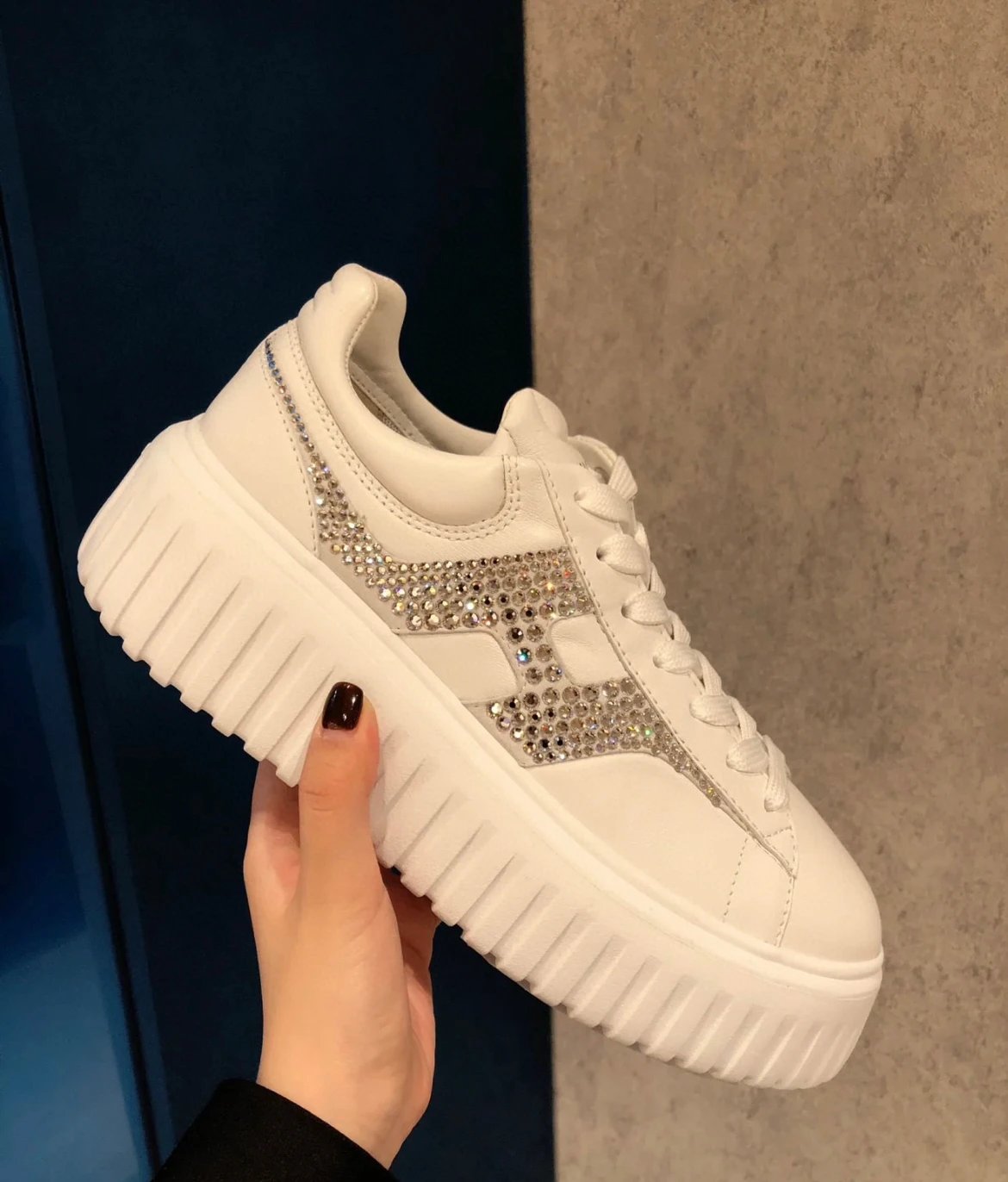 [Premium Quality] Hogan STRIPES Series Couple's Cookie Shoes Thick Sole Casual Sneakers White