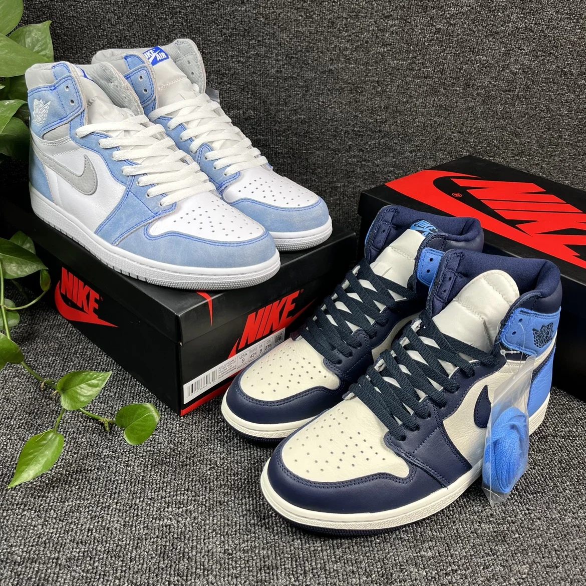 福利特价！DG大小王版Air Jordan 1 High 黑曜石➕水洗蓝全头层皮内置