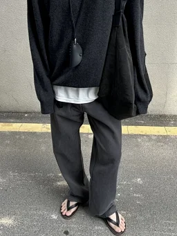 thumbnail for [Spot] TheRow ross Fit Grey Cow Straight Leg Asut Garment Dyeing and Washing Craft Old Money Style Commuting