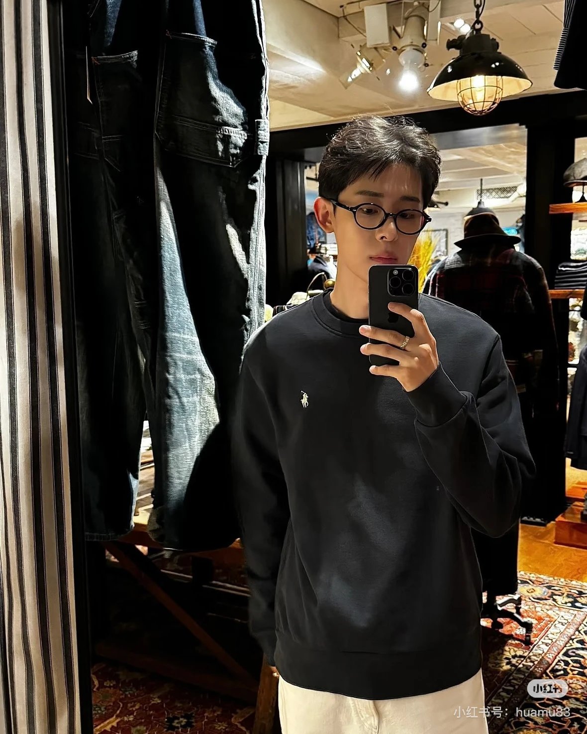 Goat Make produces classic black round neck hoodie with white label and Bailingda embroidery short for Ralph Pony