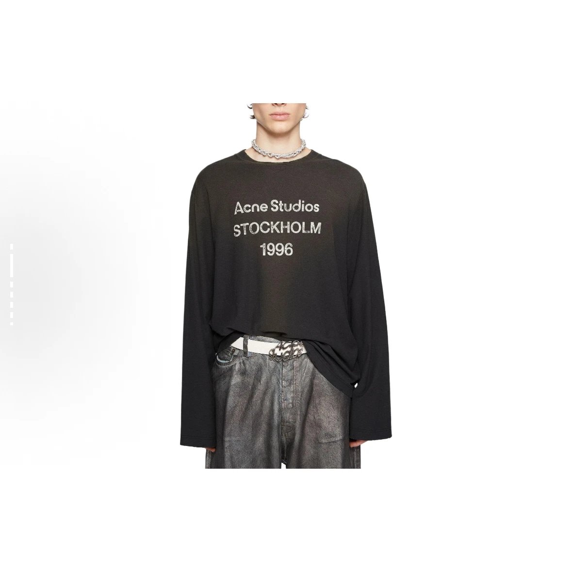 【In Stock】Independent Ac1996 Black Slogan Distressed Cotton-Linen Long Sleeve Tee Sun Protection Shirt 85% Cotton 15% Linen Composition, Authentication Supported