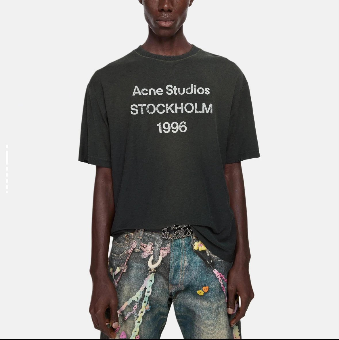 Acne Studios STOCKHOLM 1996 Black Distressed Cotton Jersey T-Shirt, Unisex Relaxed Fit 1