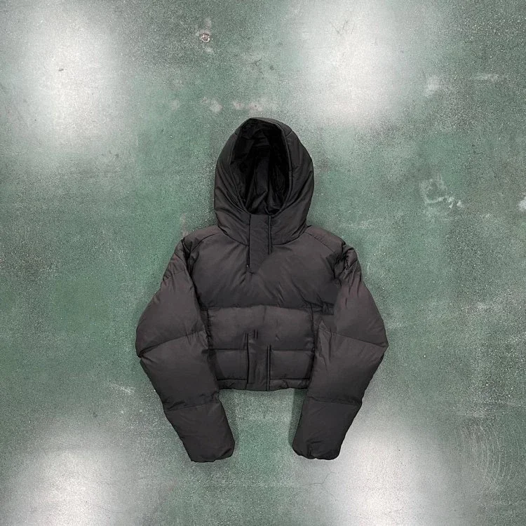 KHY Hooded Cropped Half-Zip Puffer Jacket
