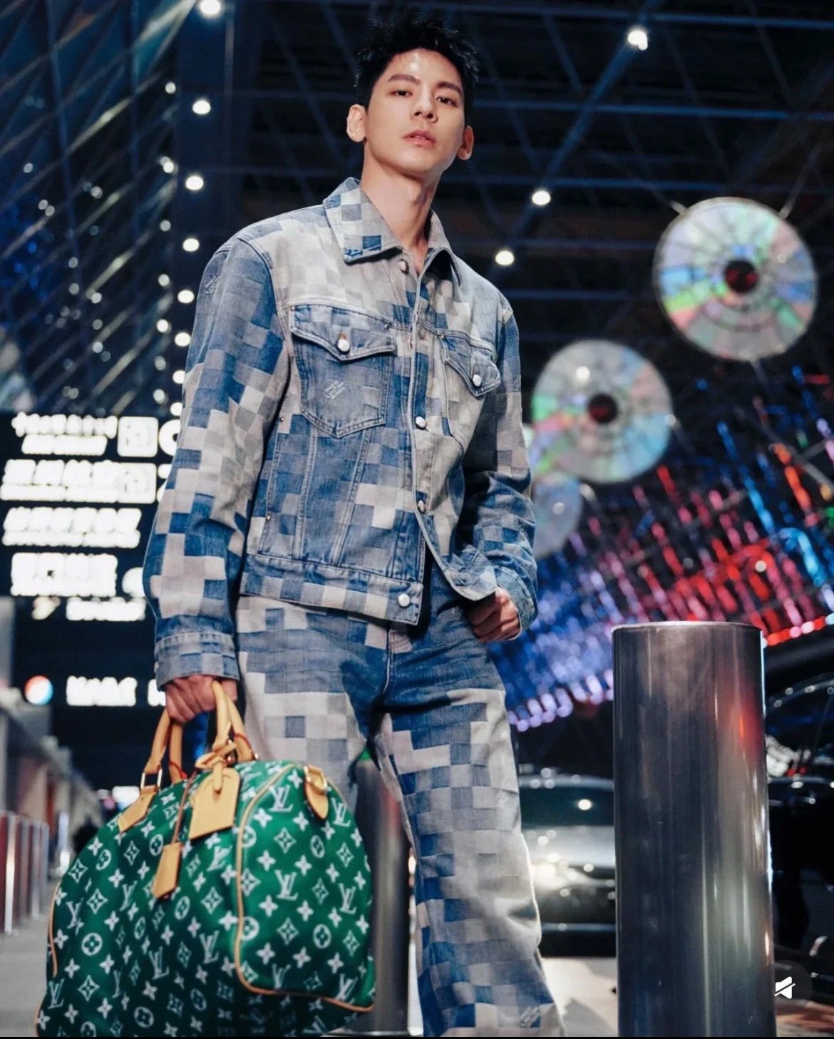 Fei Checkerboard Denim Jacket