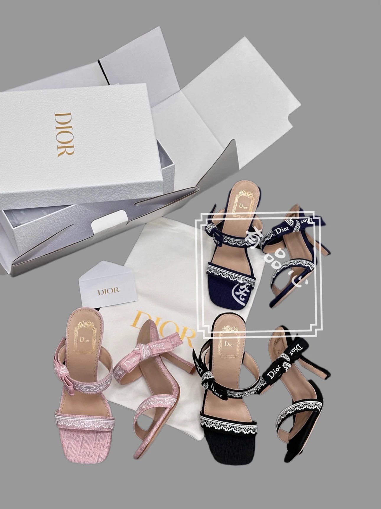 Dior Women's Lace Bow High Heel Sandals
