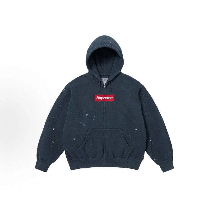 Gr10k Sup MM6 Box Logo Zip Up Hooded Sweatshirt
