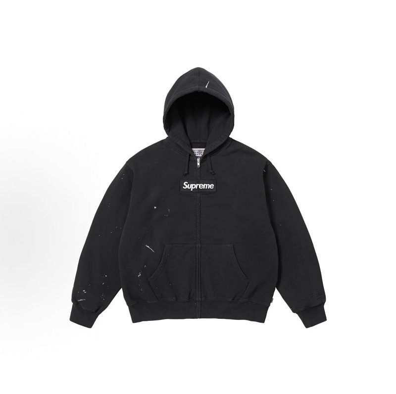 Gr10k Sup MM6 Box Logo Zip Up Hooded Sweatshirt