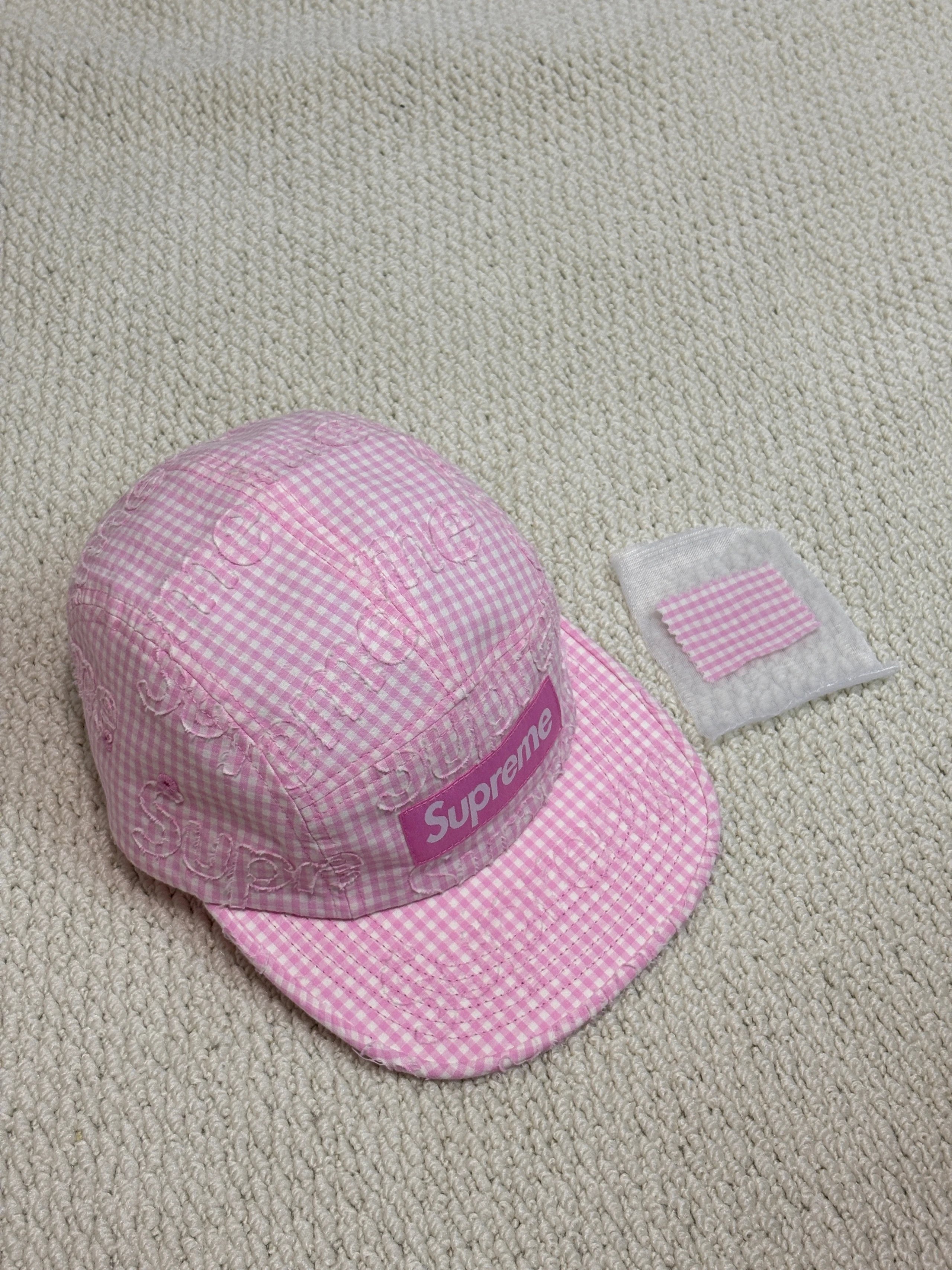【 Instant Stock 】 Sup SS26 WEEK 15 Monogram Gingham Camp Cap Pink Checkered Camping Hat Duck Tongue Hat 【 sold out, no restocking 】