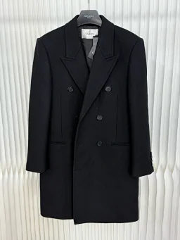 thumbnail for "In Shipping" ABling independent Ys* style show double-breasted sword-neck wool coat mid-length top-line neck