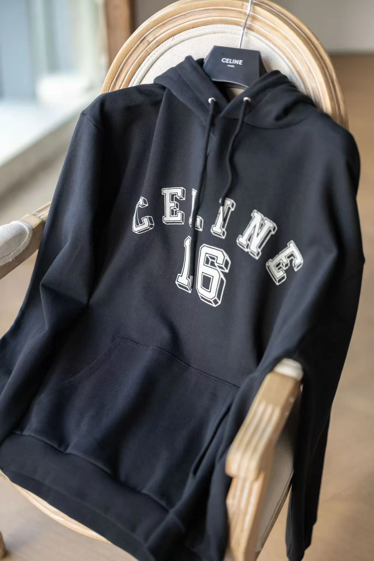 ABling's self owned CELIN * cracked printed hooded sweatshirt in stock
