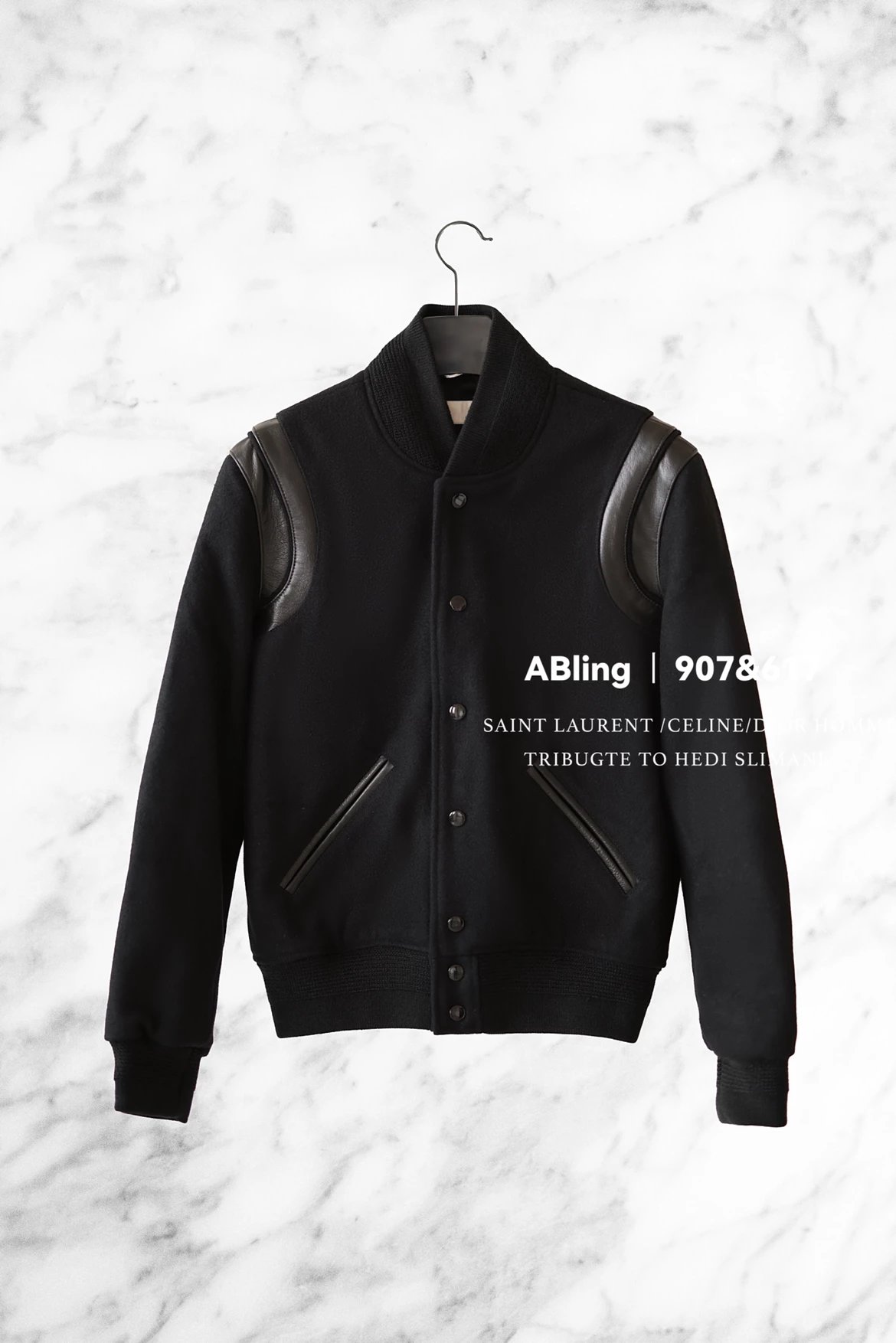 【New Listing, Lose One Pay Three】ABling Black Warrior All-Black Patch Leather Baseball Jacket  SLP Style