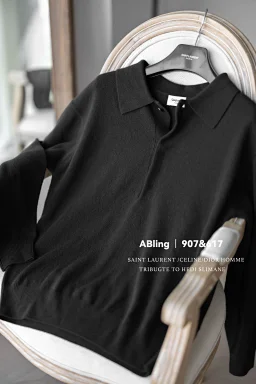 thumbnail for "In stock" ABling produces Ys* style wool long-sleeved polo seagull neck sweater