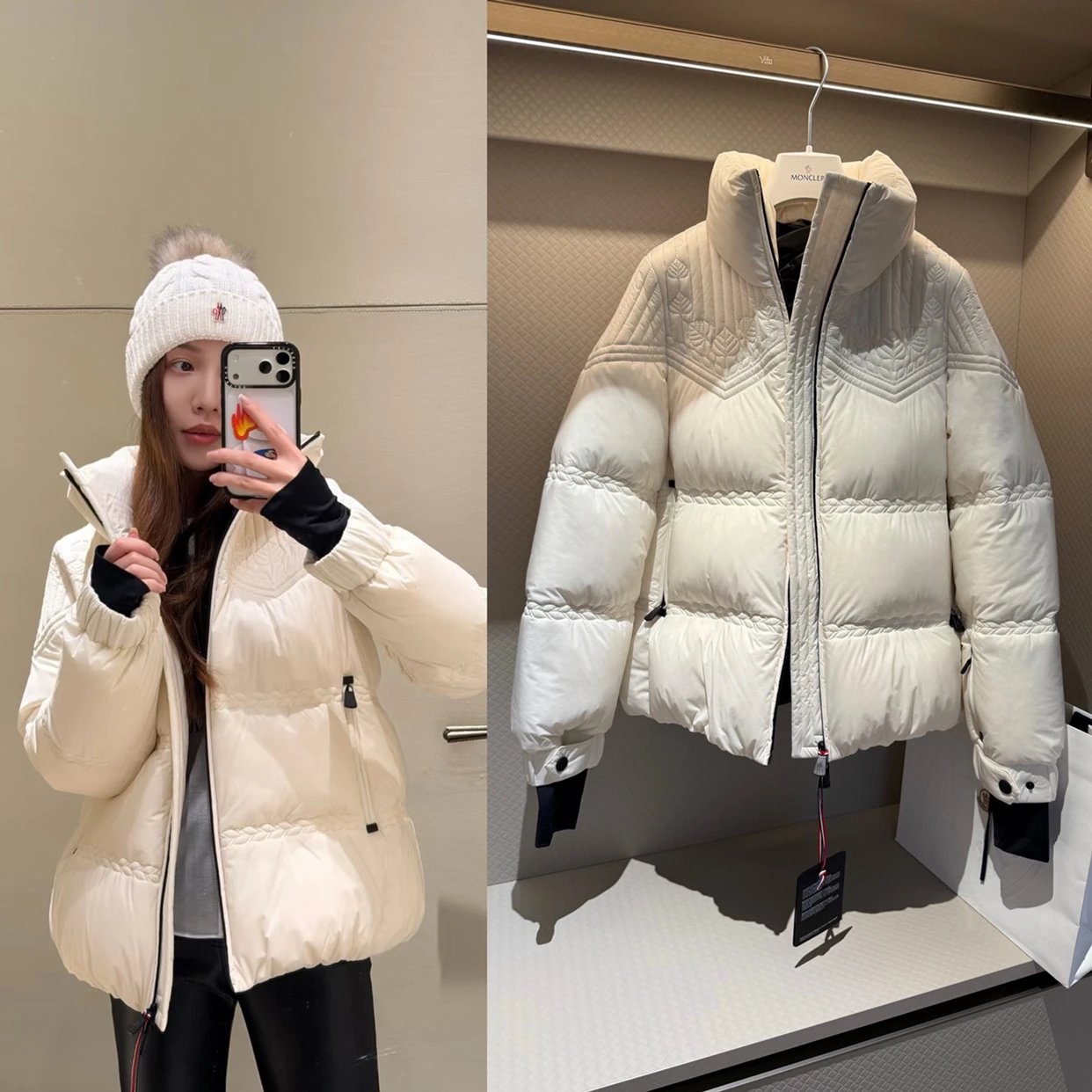 【不退可换码】代购版本 女款 蒙口Moncler FW26 Anglins Women's Leaf Embroidery Insulated Jacket 刺绣叶形图案纯色长袖 羽绒服外套