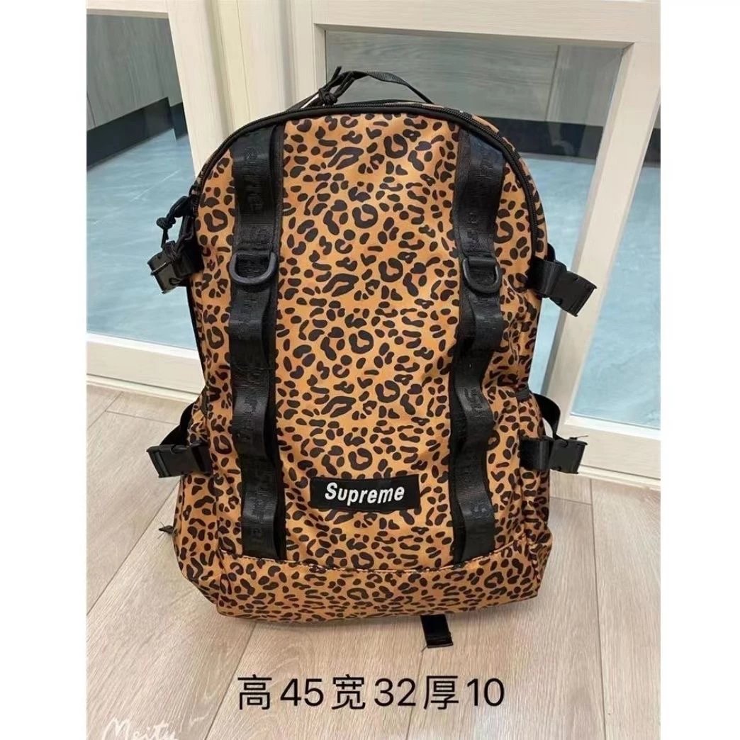 20SS双肩包户外休闲男女学生大容量书包20FW豹纹旅行双肩背包 2