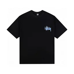 thumbnail for High quality version of the trendy brand 24SS summer new STUSSY Stusi grid monogram graphic print men's and women's short sleeve T-shirt