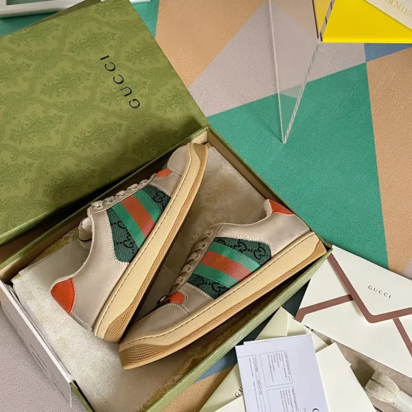 Gucci Ace Web Stripe Beige Sneakers - 1