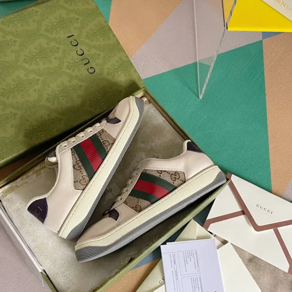 Gucci Ace GG Supreme Sneakers Beige Red Green - 1