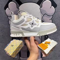 New batch/SG version Du Jia double shoe box/complete set of accessories/large hard box/front and rear empty glue on the top layer/with chip/trendy brand - L/V co branded bread gray white low top casual versatile board shoes