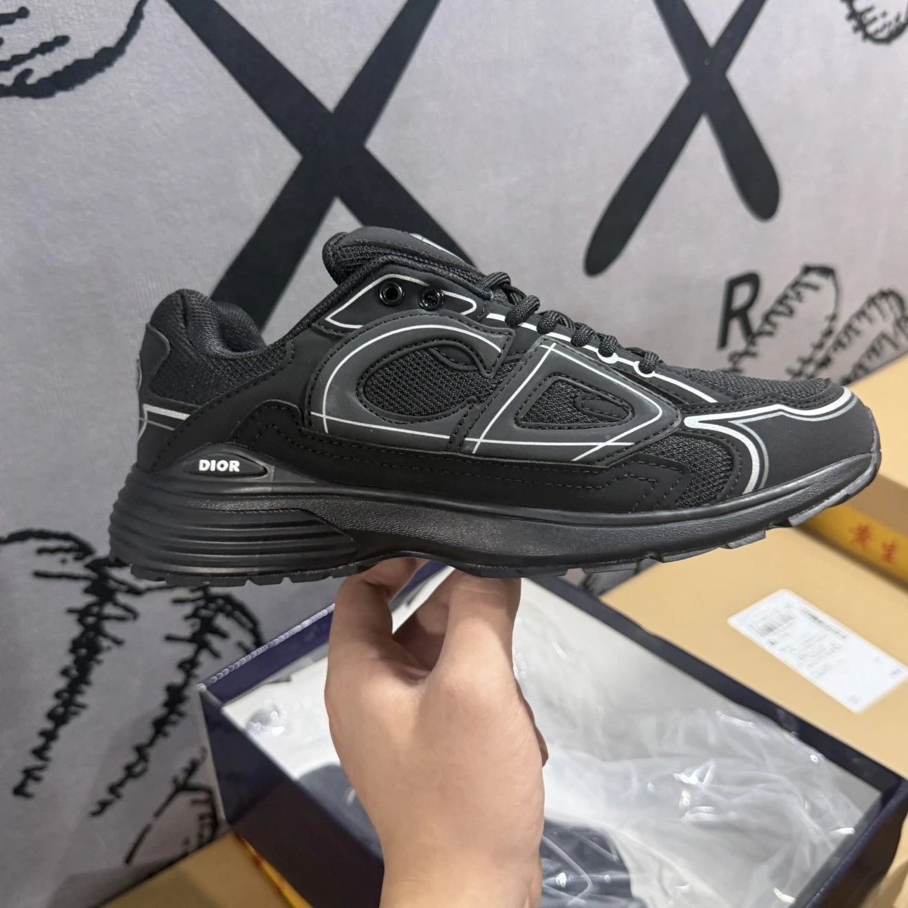 618 Special Offer/Source Box/Dior B30 CD Shoes Black Mesh Fabric Simple and Comfortable Low cut Life Casual Shoes