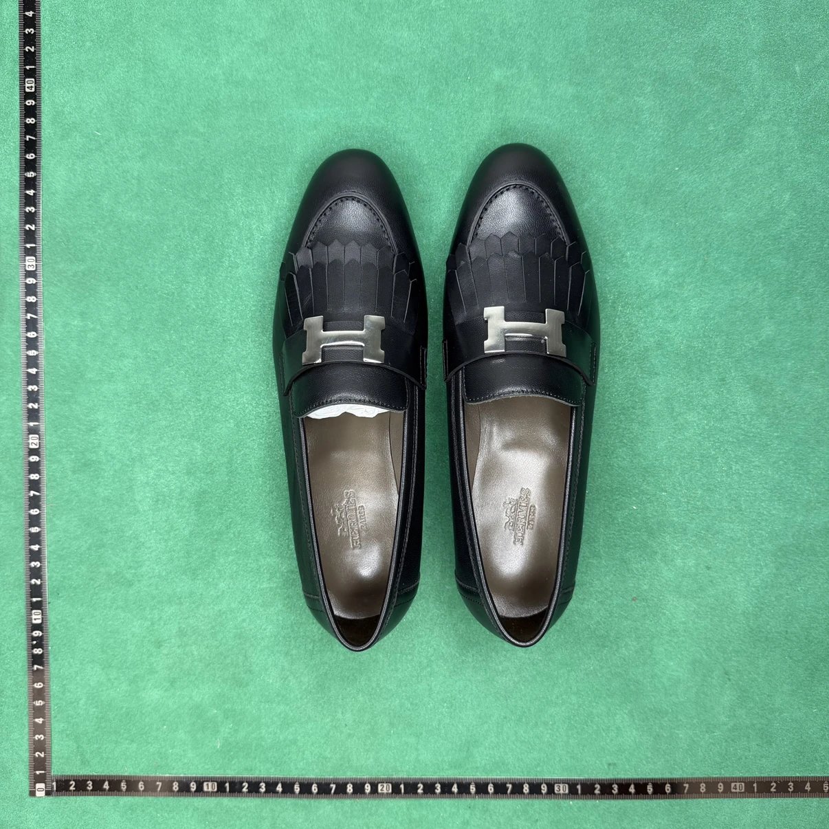 Hermes Kiltie Loafer Black Leather H Buckle