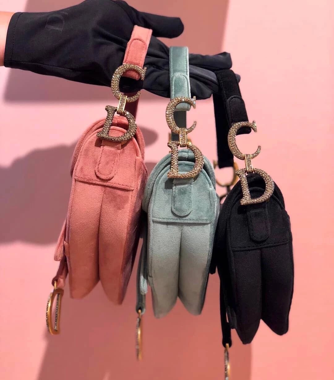 Christian Dior Velvet Saddle Bag