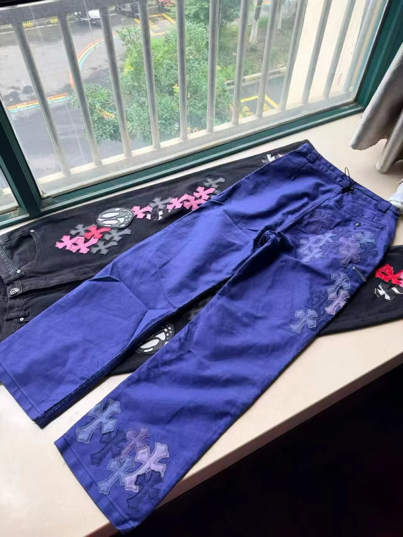 【 Ready to ship within 24 hours 】 Ch Mole leather work pants, woven and dyed Mole leather fabric, 7 colors of crosses, all dyed and remake level wiring, 1:1 mold opening S925 silver plated hardware