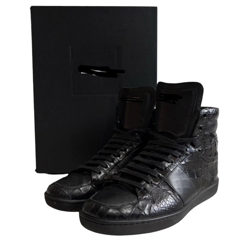 Atm SL Black Crocodile Print High-Top Sneakers