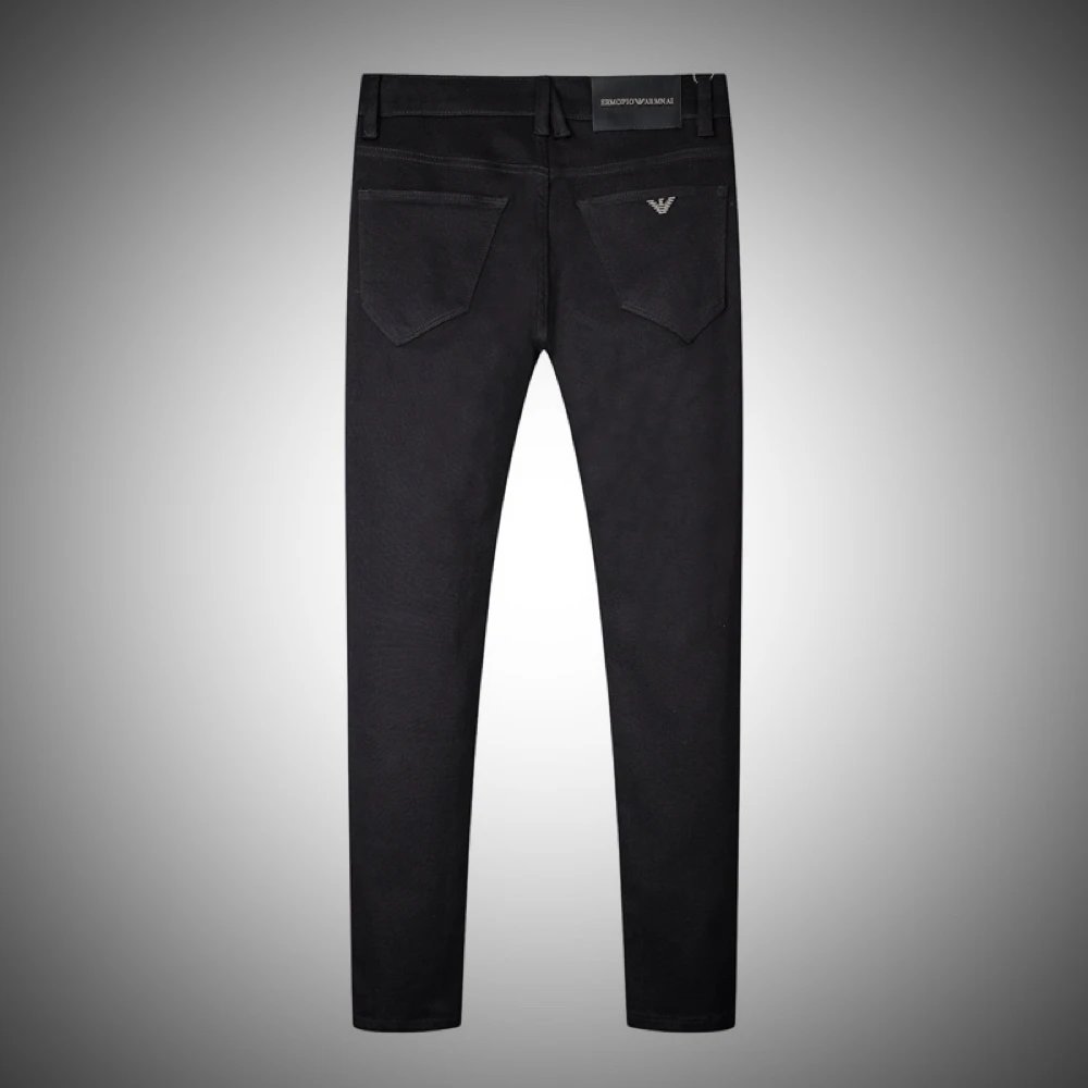 欧洲站2024秋冬新品莱赛尔厚款阿玛家黑色牛仔裤男士休闲小直筒潮牌修身商务休闲长裤