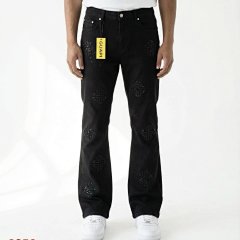 GUAPI Trendy Brand Black Rhinestone High-Waist Slim-Fit Flared Jeans for Men, Spring 2026 New Arrival Loose Fit Slimming Draped Floor-Length Straight Leg Pants