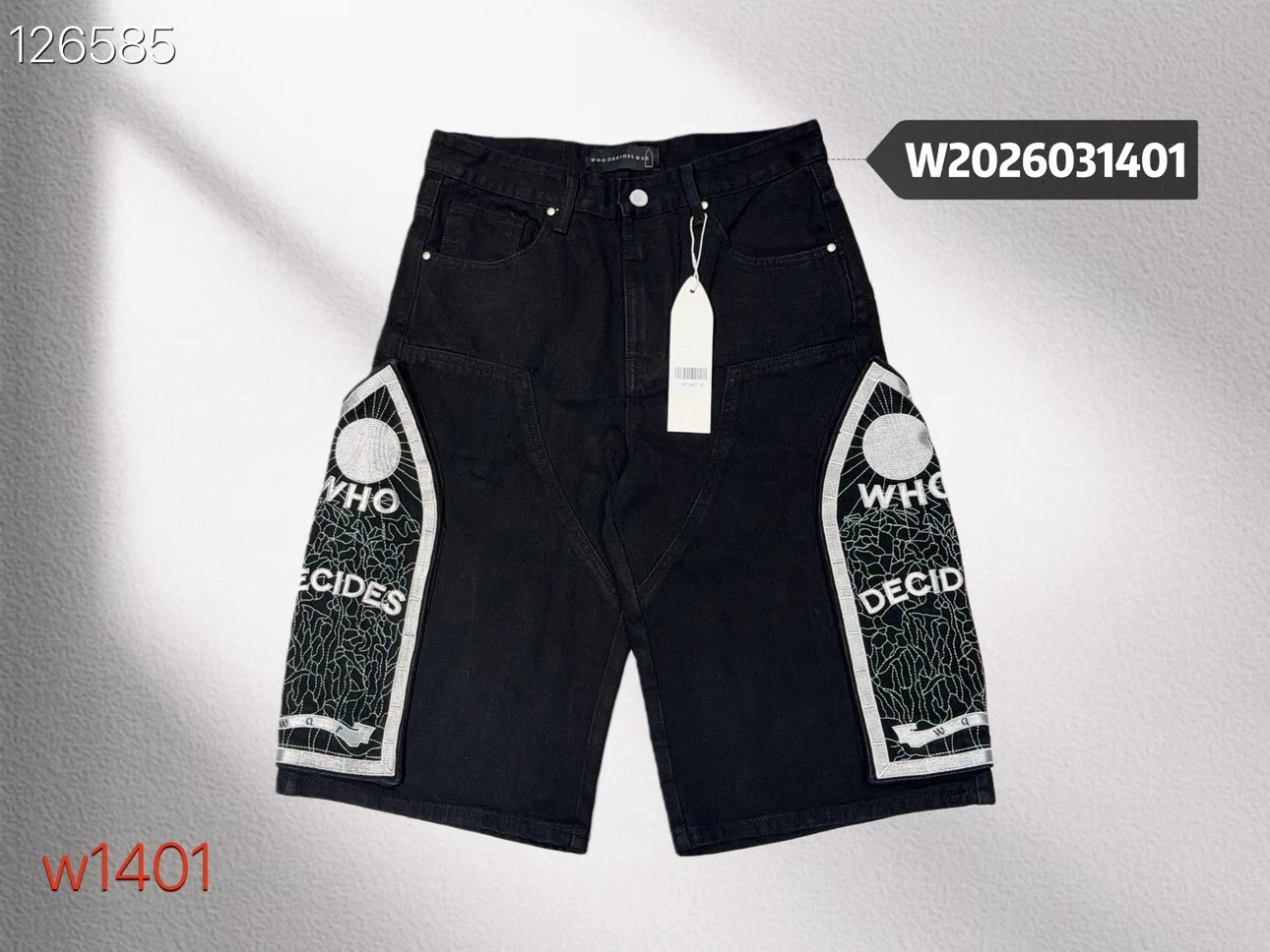 WHO DECIDES WAR JEANS Trendy Brand Men's Black Heavy Crafted Slimming Embroidered Straight Leg Pants Cowboy Shorts American Casual Middle Pants