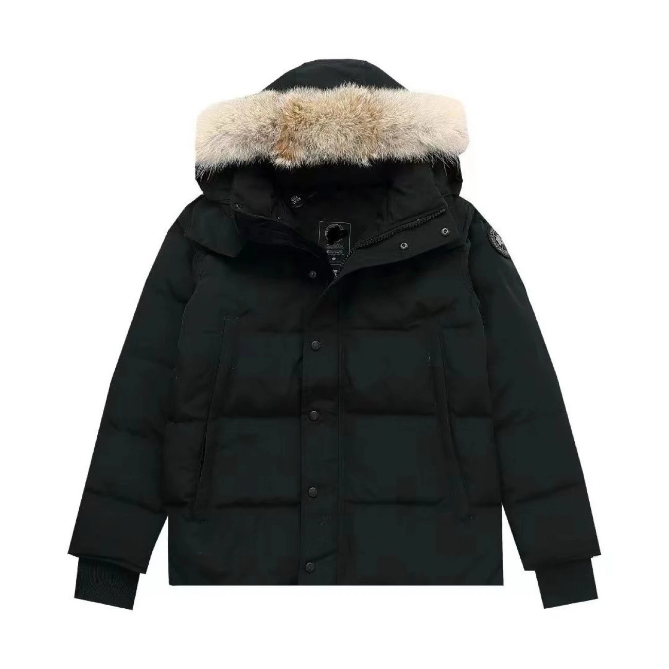 Black with fur collar black label
