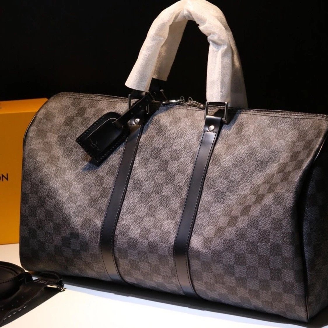 Fashion Classic Keepall 55 M41414 Black Check Monogram Travel Bag, Large Capacity Business Travel Duffle Bag Carry-On Approved