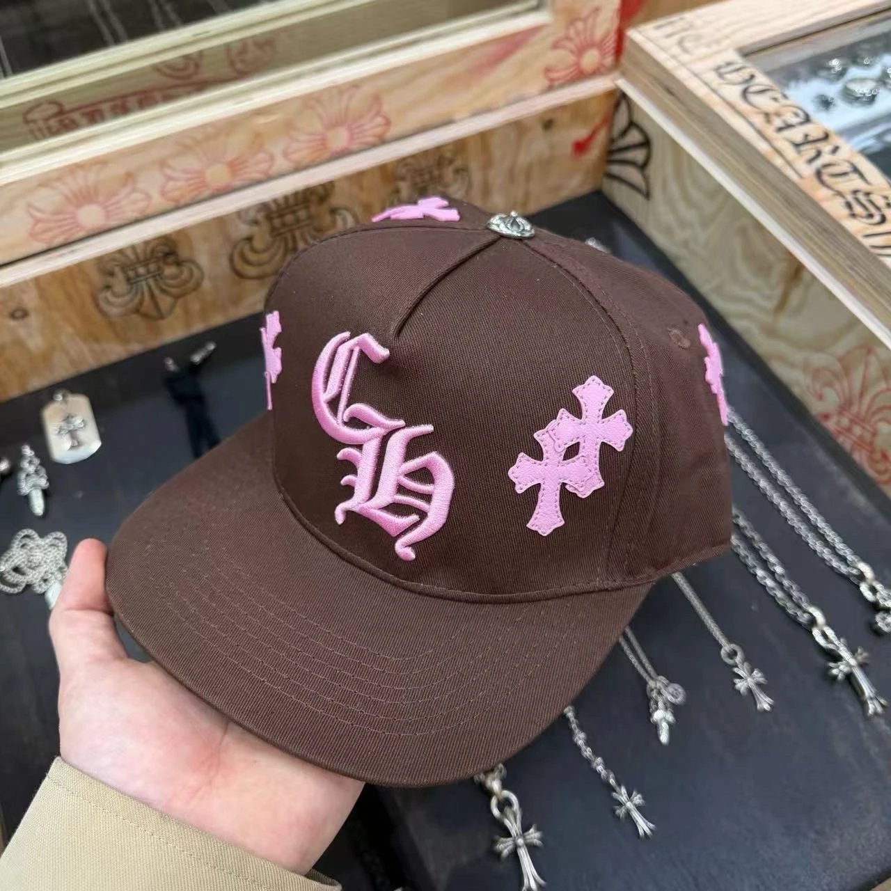 Brown Pink Cross