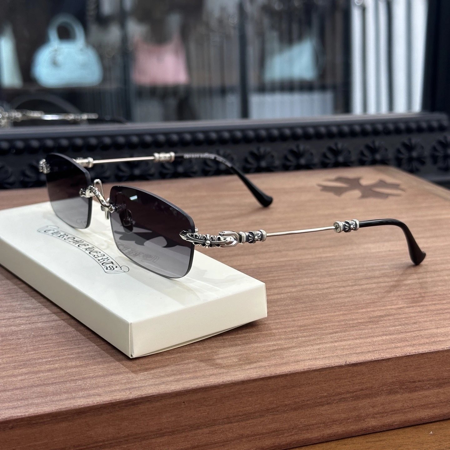 Pills III Rimless Black Silver Sunglasses