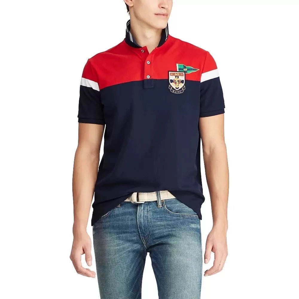 Polo Ralph Lauren Shirt RLYC Crest Colorblock Navy Red