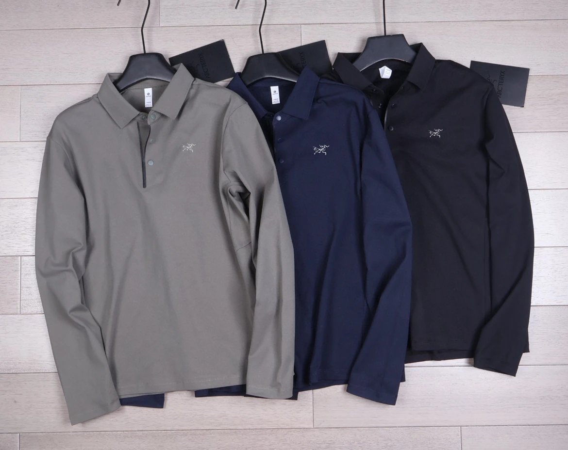 🔥🔥250216-ARC Spring Outdoor Sports Men's Lightweight Quick Dry Breathable Long Sleeve Polo Shirt T-Shirt Basic Versatile Model Large Size