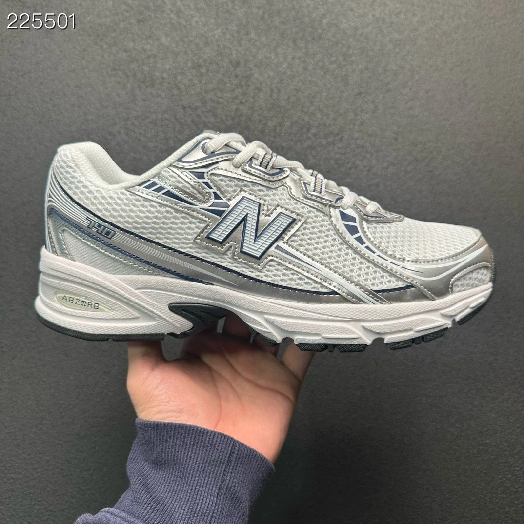 New Balance 740 White Silver Navy Running Shoes