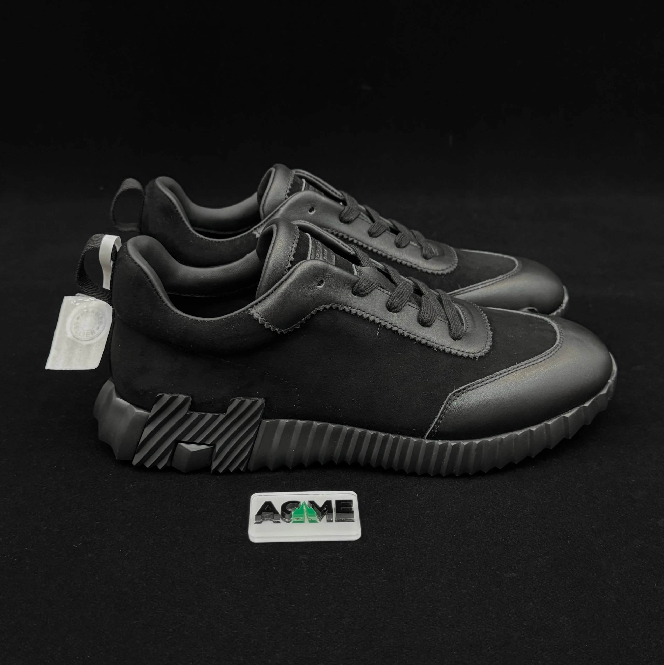 Hermes Bouncing Sneakers Suede Leather Low Black