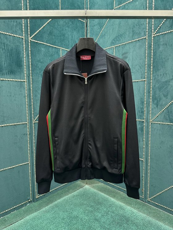 Gucci SS25 New Arrival Jersey Knit Zip Jacket with Web Trim