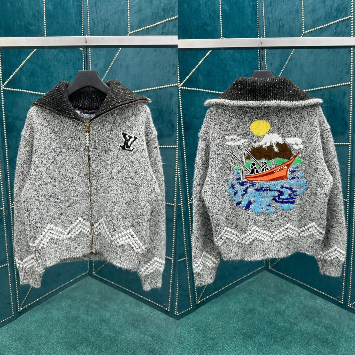 The new 25ss knitted waistband jacket draws inspiration from the 2025 autumn and winter collection, carefully depicting the sweater cardigan jacket with colorful inlaid flowers on the back