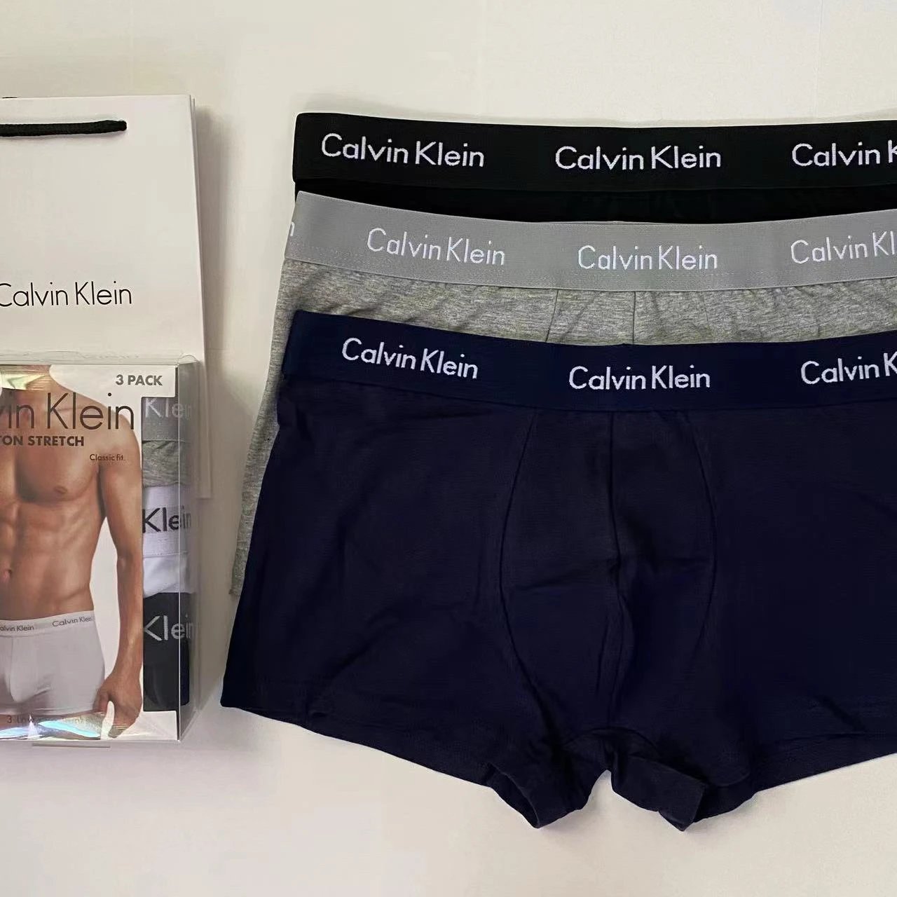 365 Men's Briefs, Black Gray Blue 3-Pack