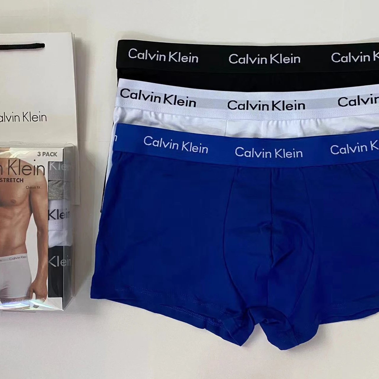 365 Men's Briefs, Light Blue White Black 3-Pack