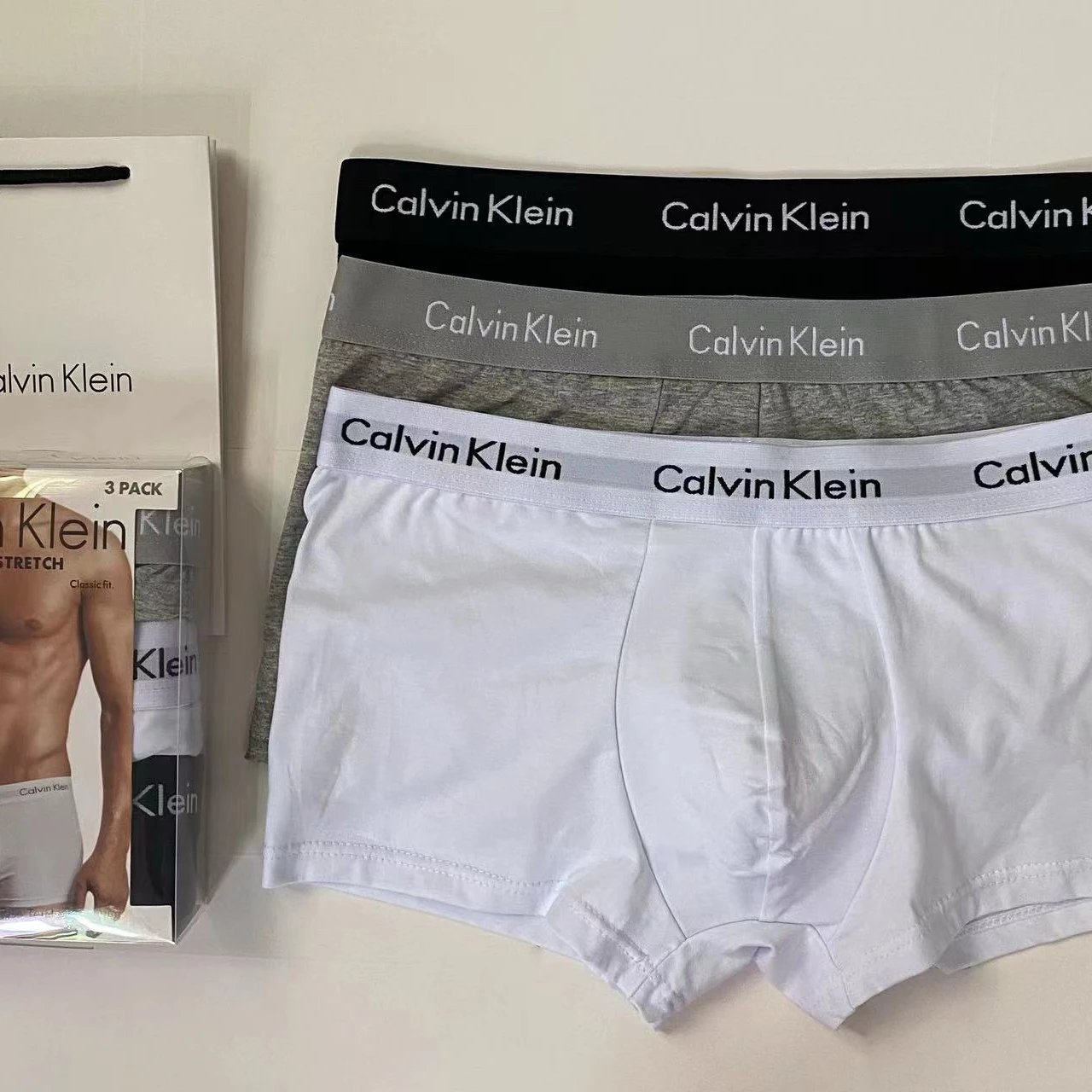 365 Men's Briefs, White Gray Black 3-Pack