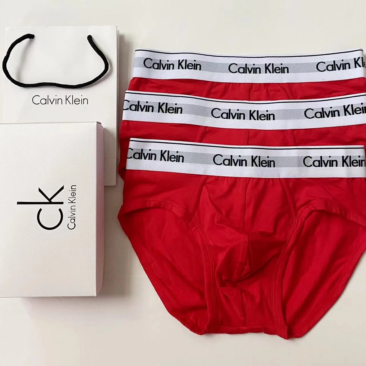 White-Trim Triangle Briefs, Red Red Red 3-Pack