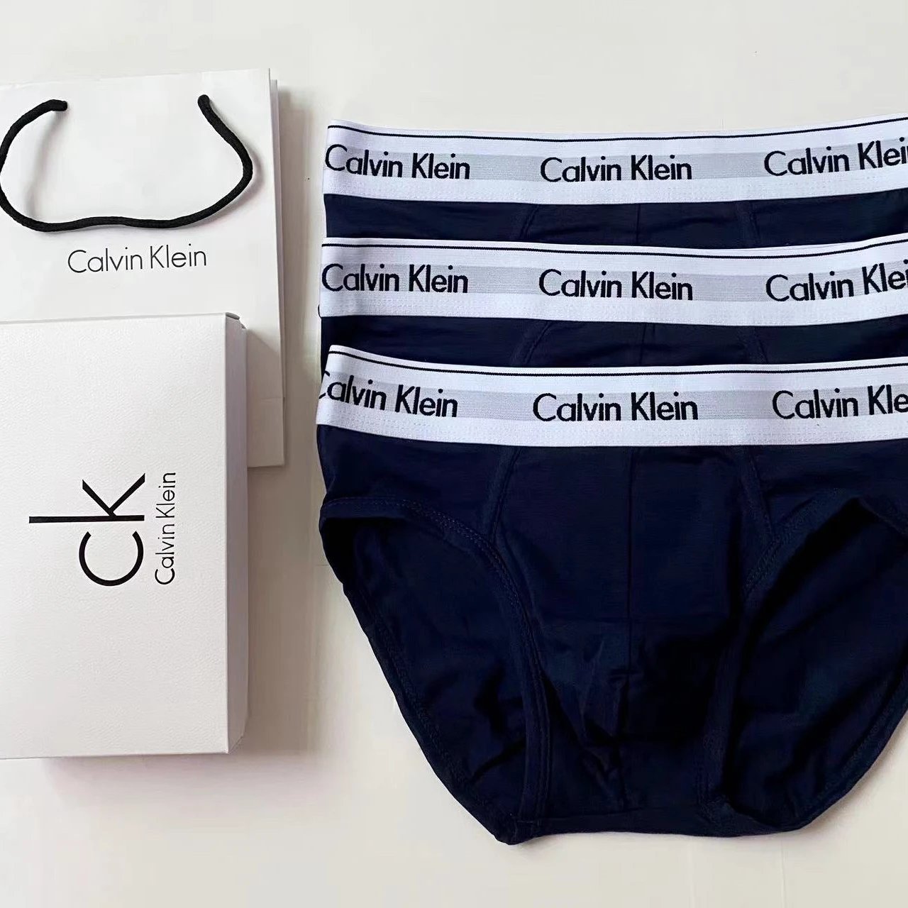 White-Trim Triangle Briefs, Blue Blue Blue 3-Pack
