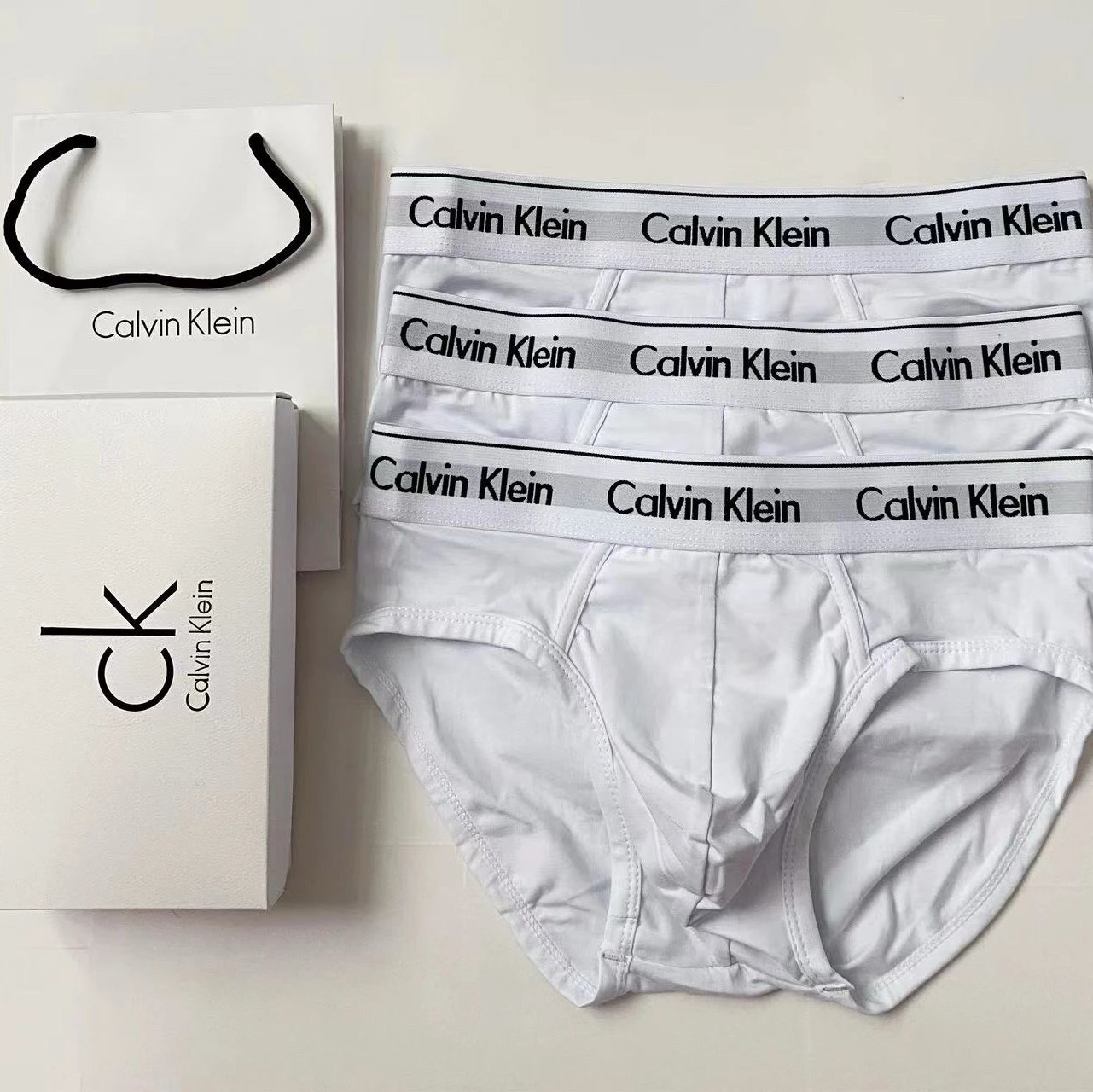 White-Trim Triangle Briefs, White White White 3-Pack