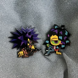 thumbnail for [In Stock] Angular Series Sea Urchin Brothers 5cm 5.5cm Faux Enamel Black Plated